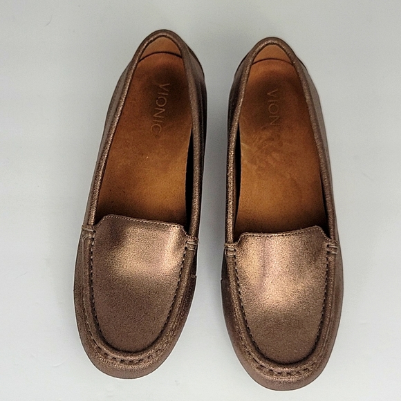 Vionic Debbie Metallic Leather Loafer Gold Size 9 - Picture 7 of 13